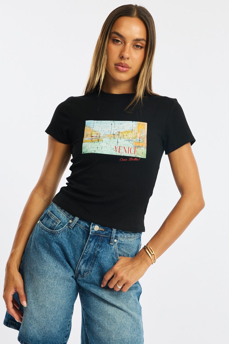 Black Graphic Tee Short Sleeve
