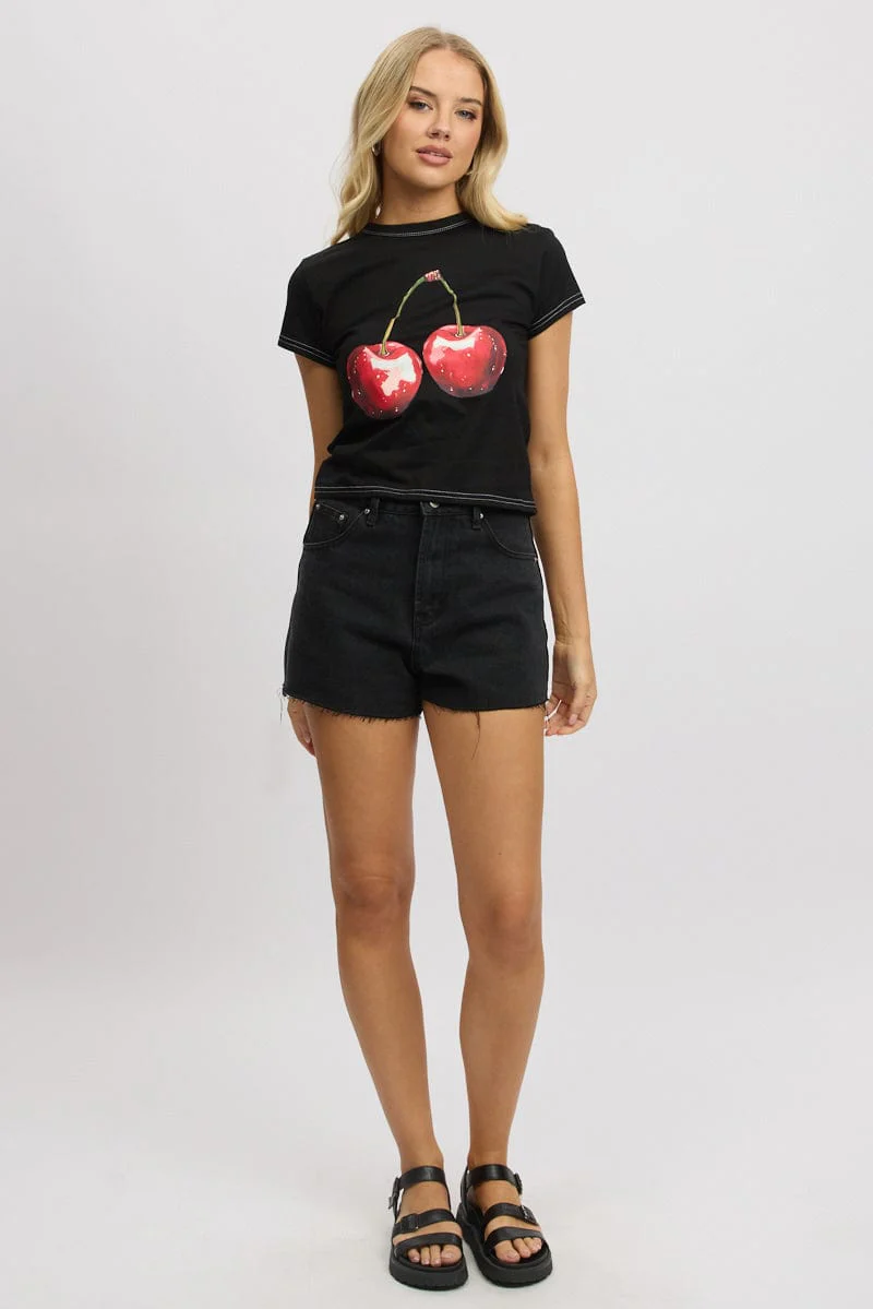 Black Graphic Tee Short Sleeve - Image 2