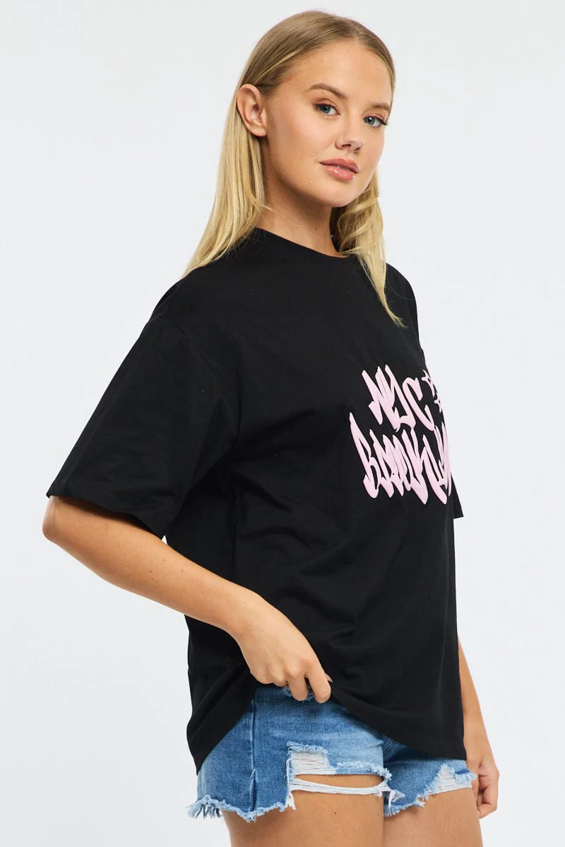 Black Graphic Tee Short Sleeve - Image 3