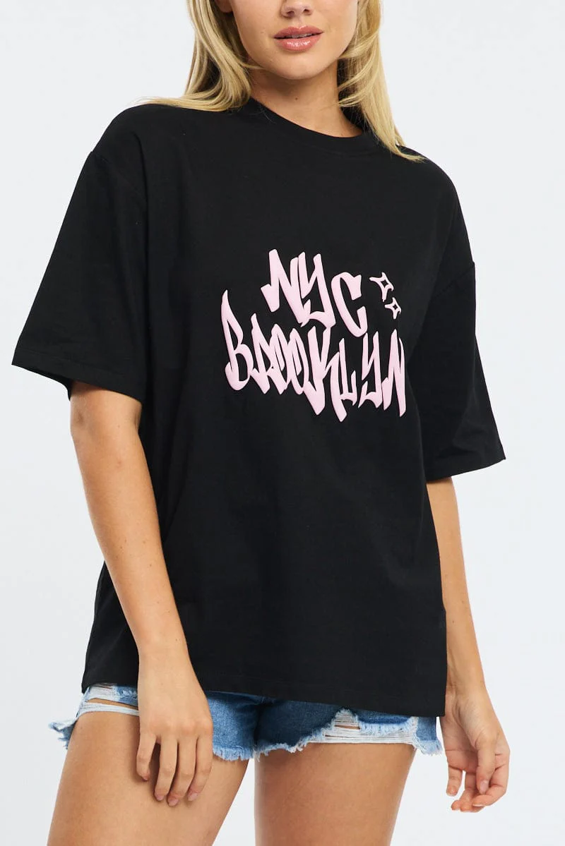 Black Graphic Tee Short Sleeve - Image 5