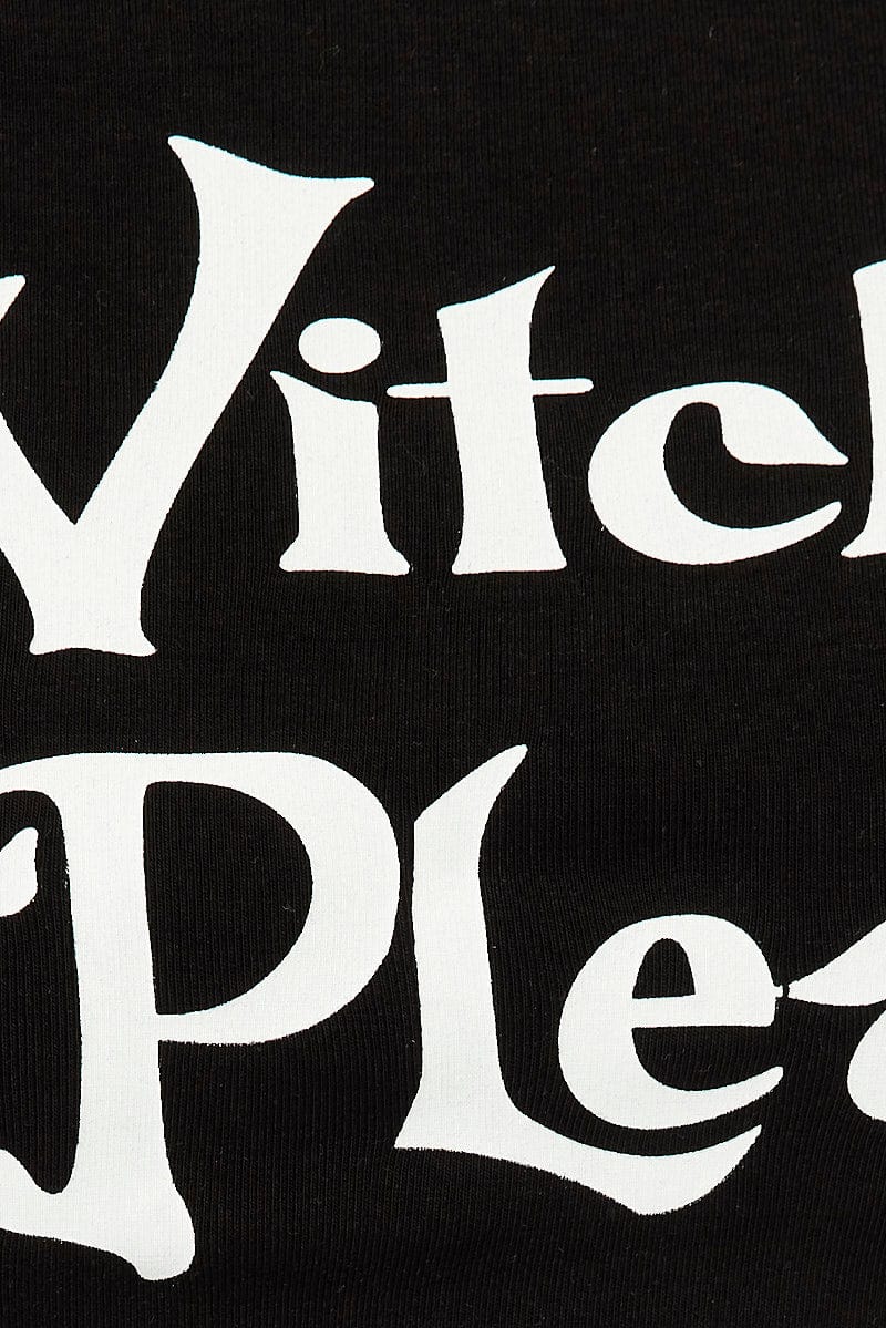 Black Halloween Tee Witch Slogan Crop Baby T-shirt - Image 7