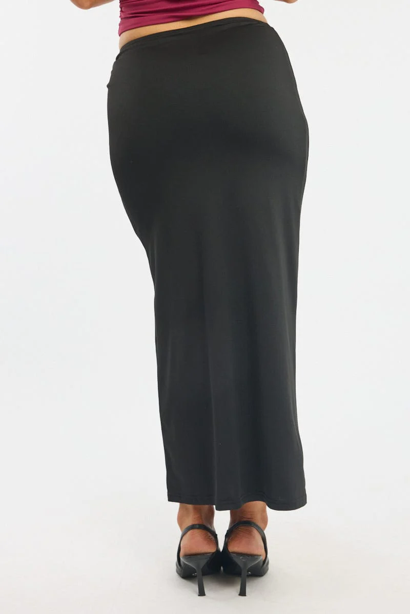 Black Hardware Buckle Maxi Skirt - Image 5