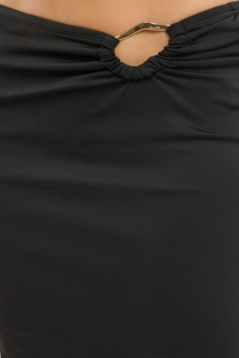 Black Hardware Buckle Maxi Skirt - Image 6