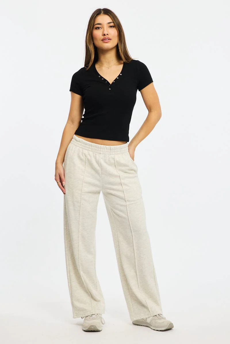 Black Henley Top Short Sleeve - Image 3