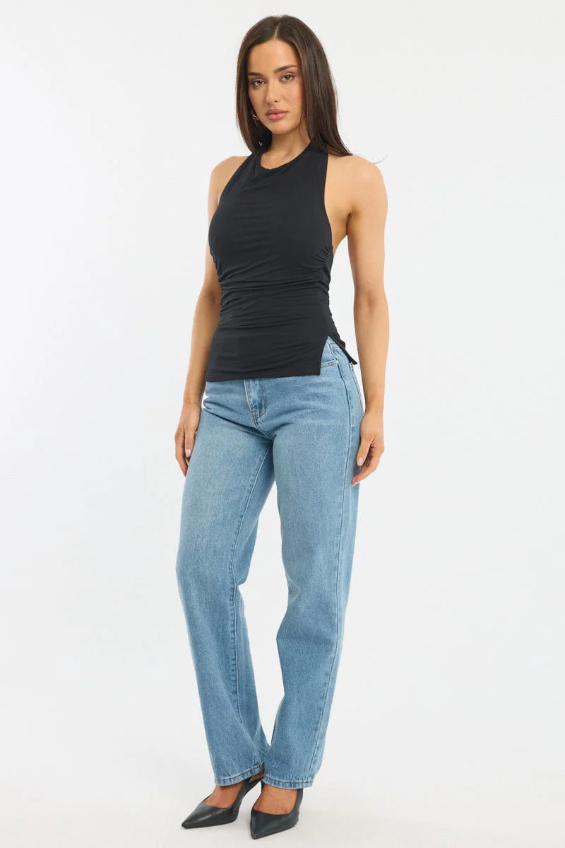 Black High Neck Top Sleeveless - Image 2