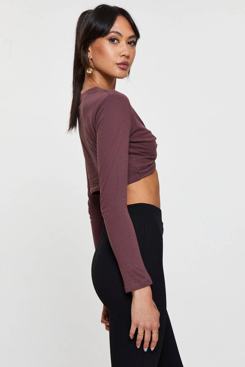Black Keyhole Crop Top Long Sleeve - Image 4