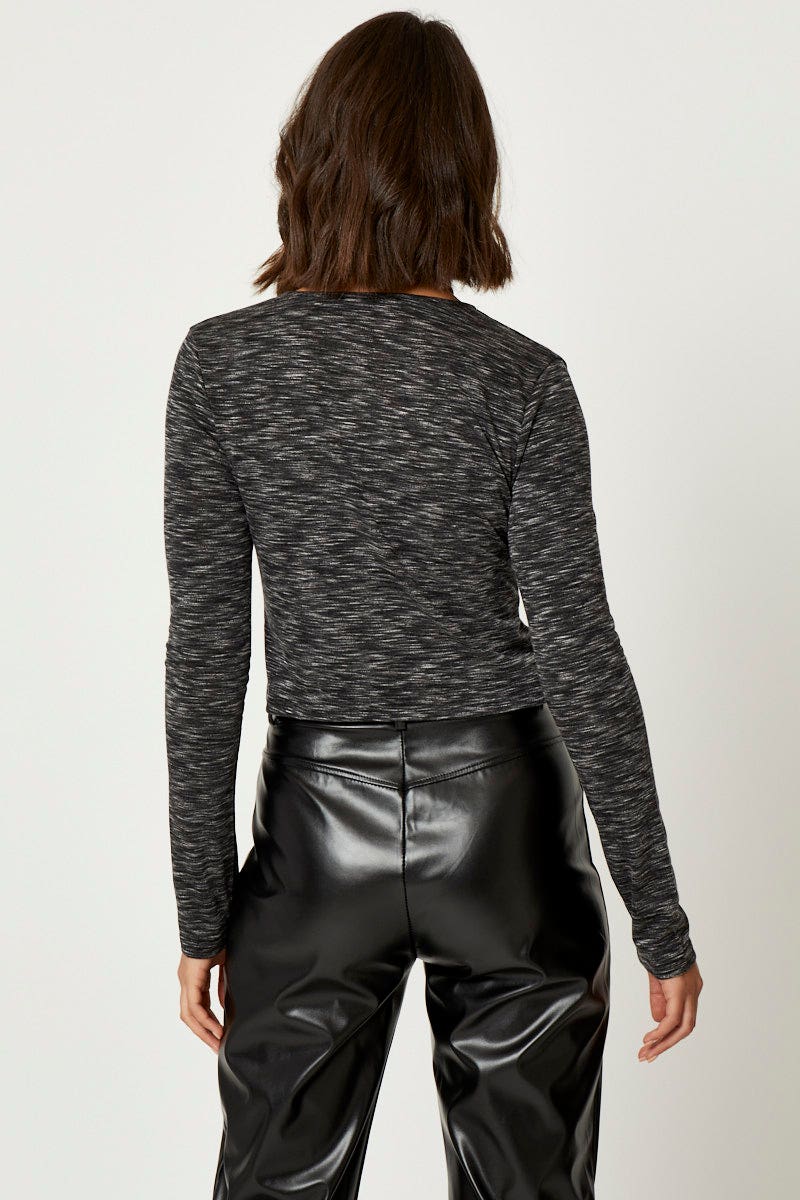 Black Keyhole Long Sleeve Top - Image 4