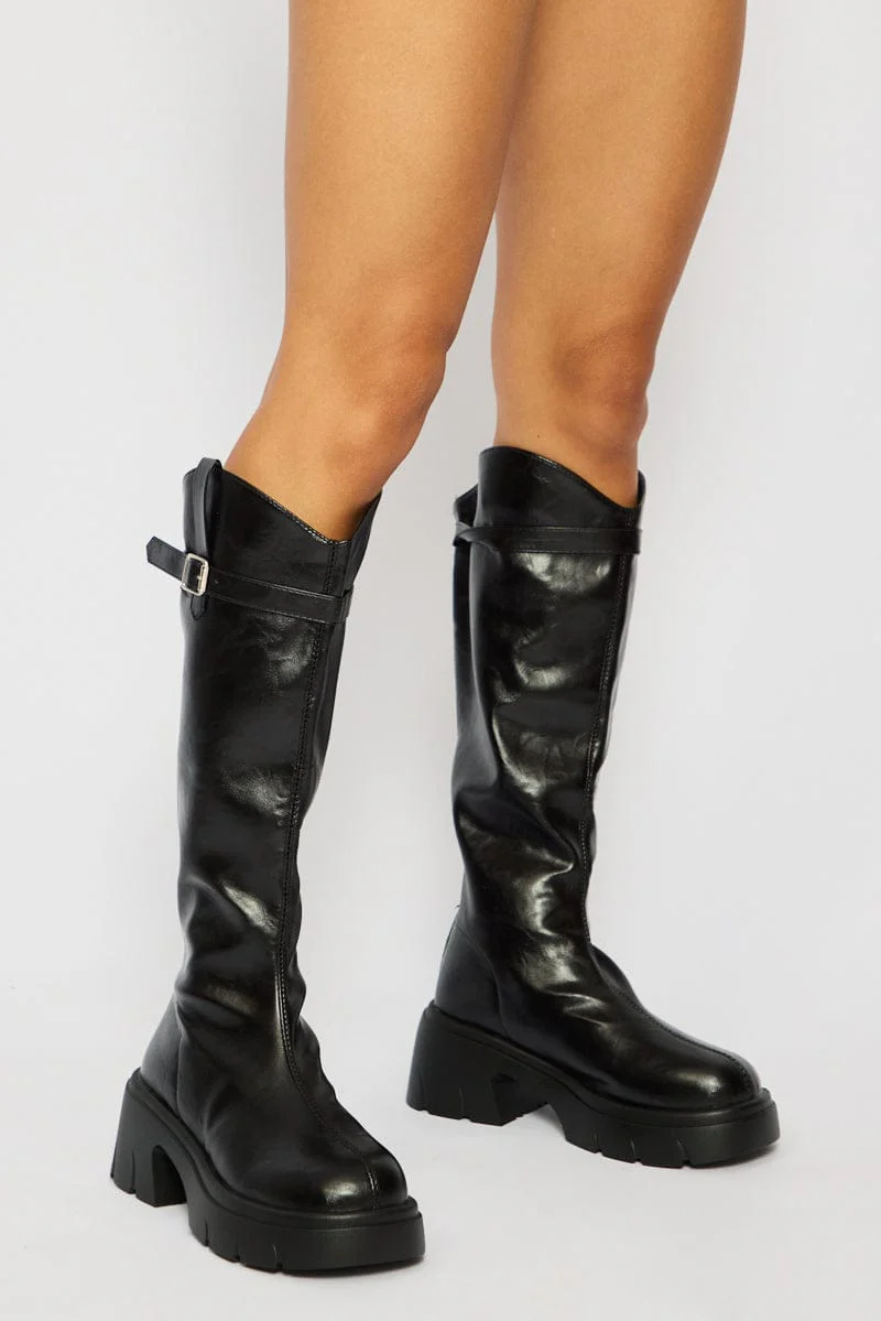 Black Knee High Boots - Image 2