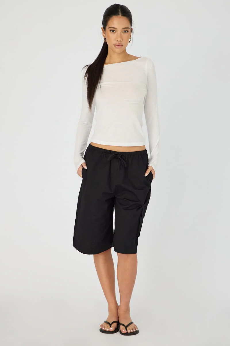 Black Knee Length Shorts - Image 3
