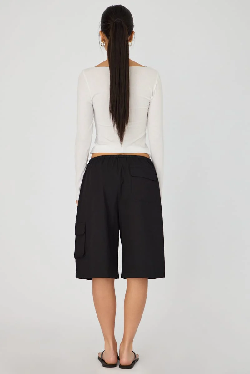 Black Knee Length Shorts - Image 5