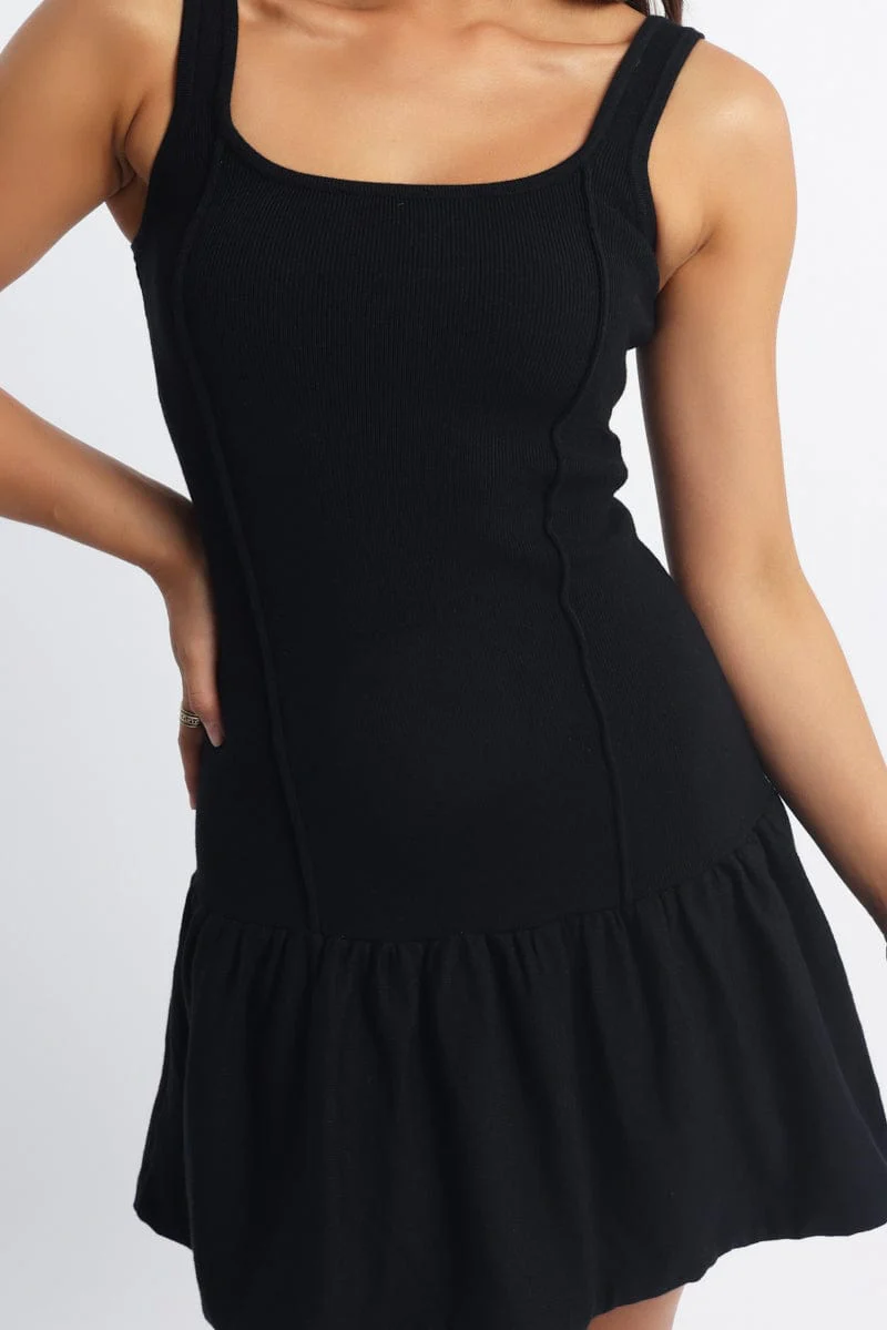 Black Knit Dress Sleeveless Mini - Image 5
