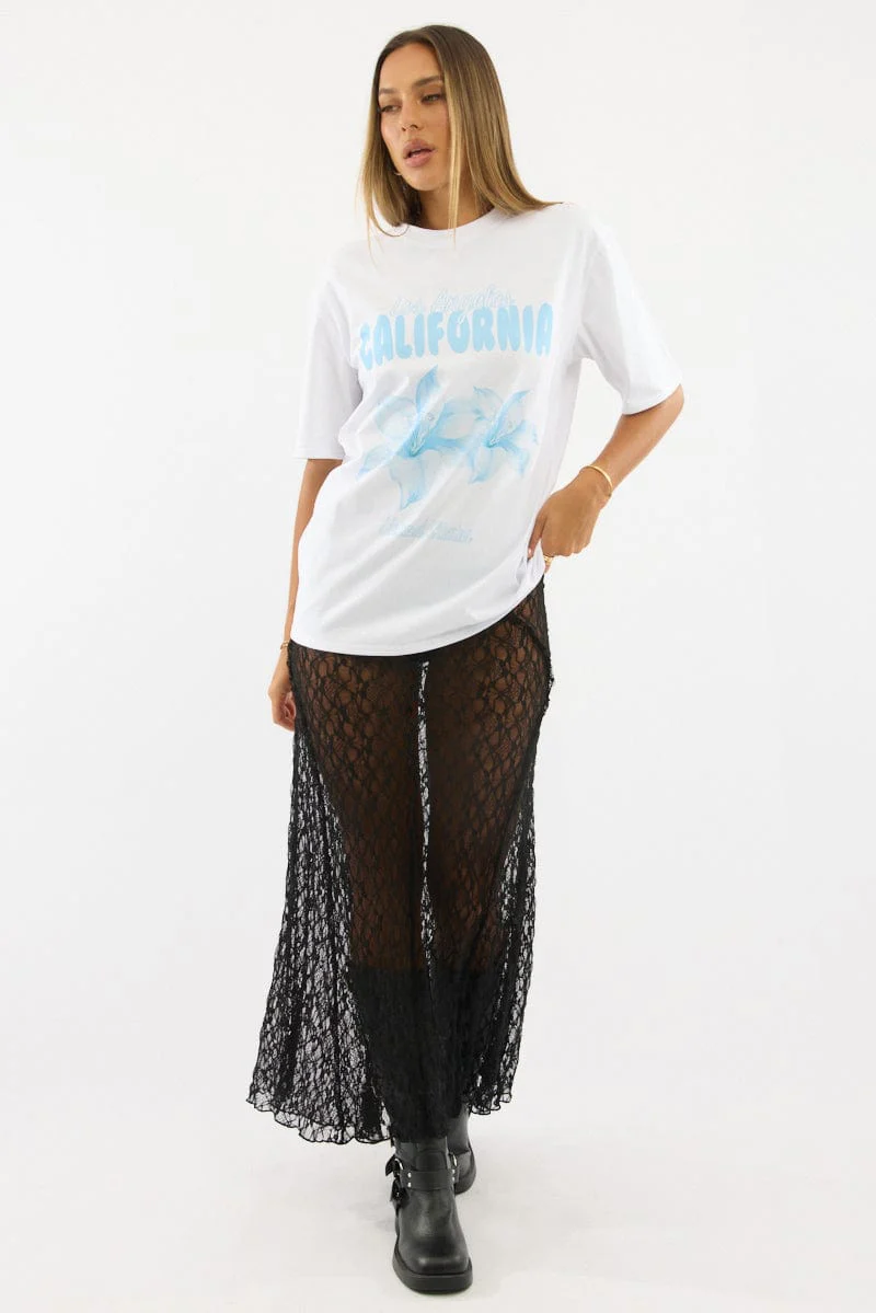 Black Lace Maxi Skirt High Rise - Image 2