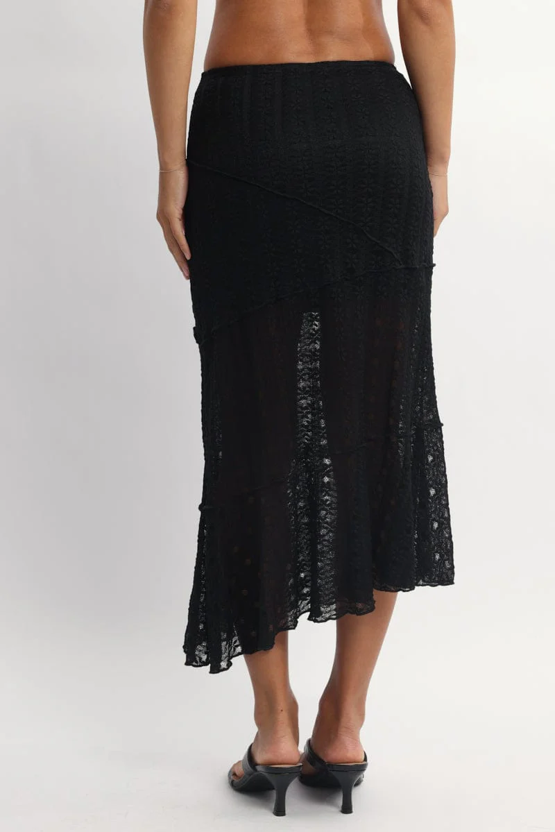 Black Lace Midi Skirt - Image 4