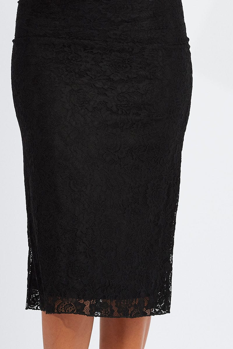 Black Lace Skirt High Rise - Image 3