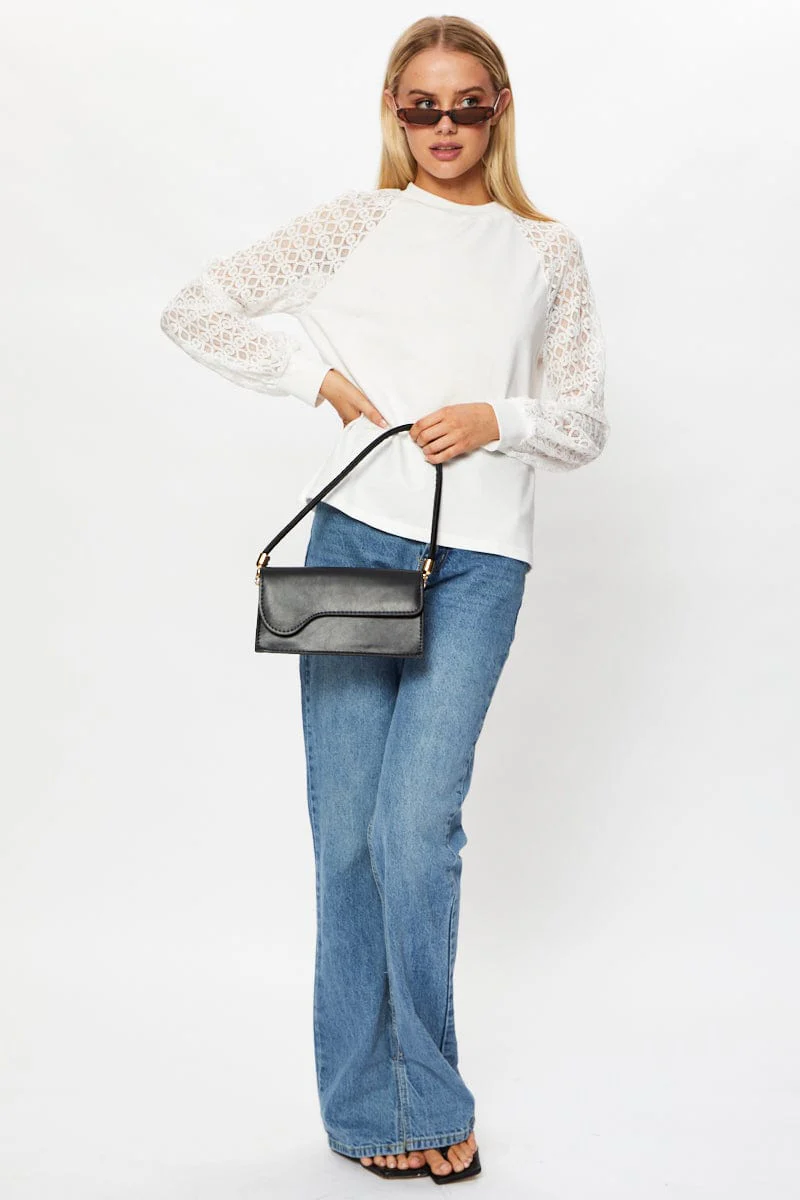 Black Lace Sleeve Top - Image 3