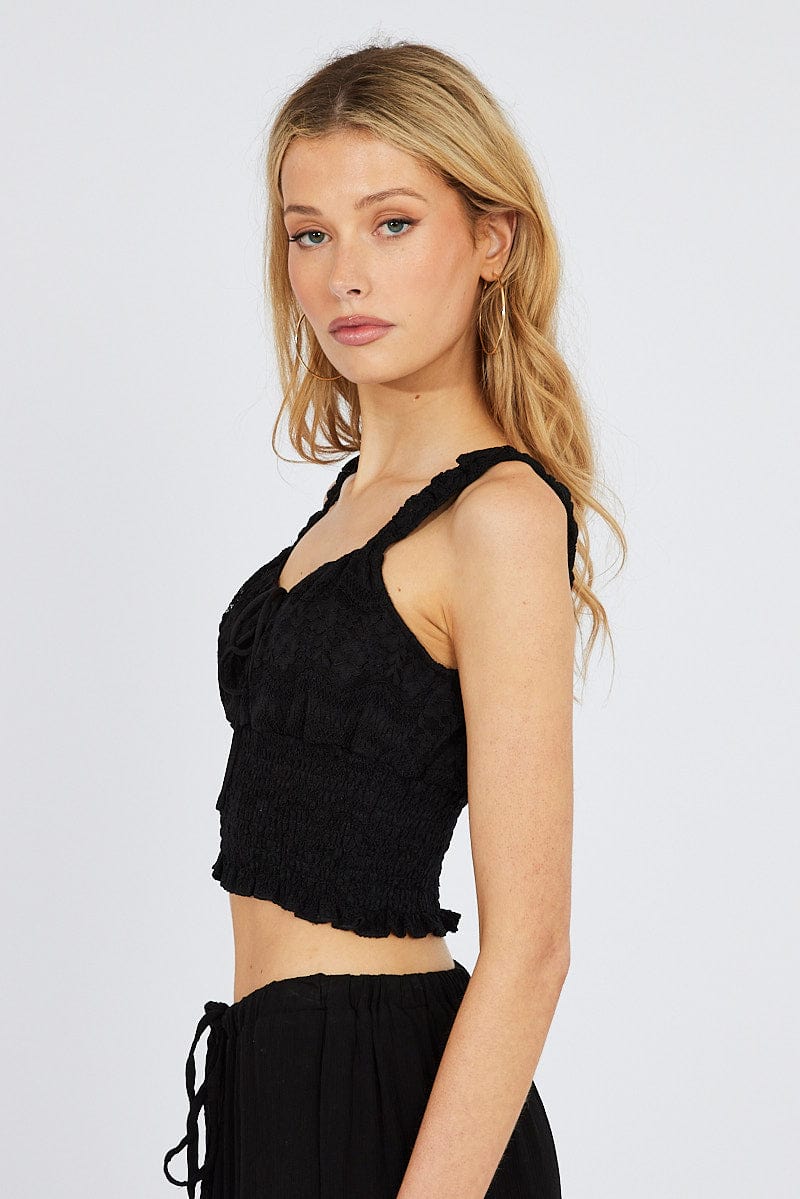 Black Lace Top Crop Sleeveless - Image 5
