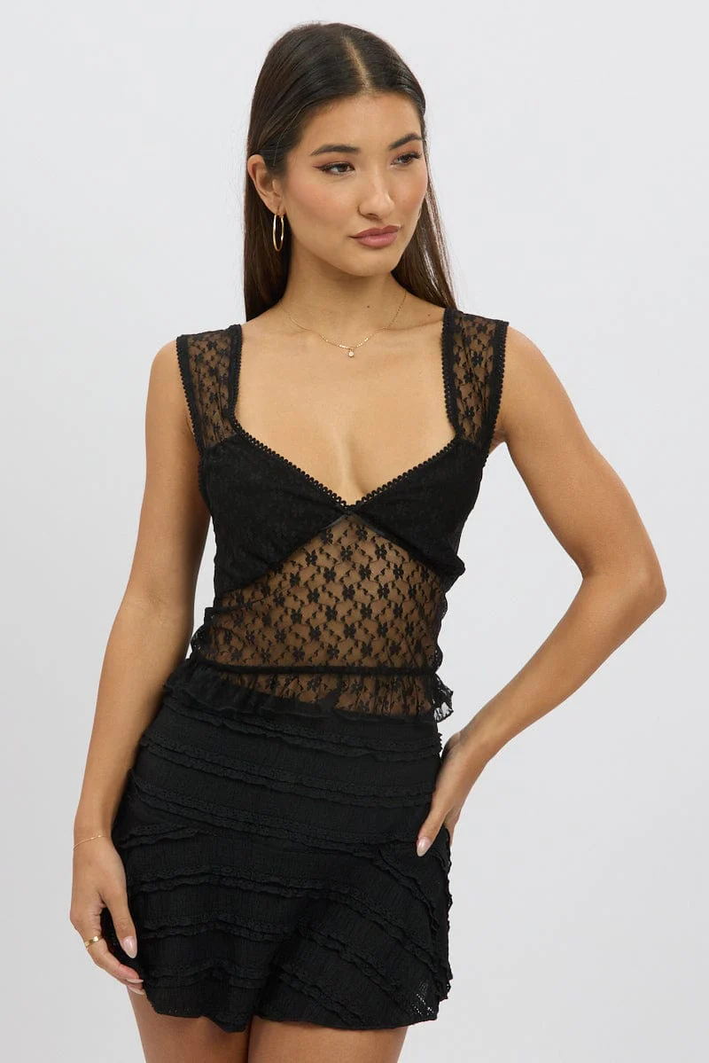 Black Lace Top Sleeveless - Image 3