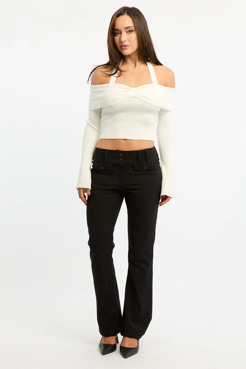 Black Low Rise Tailored Pants - Image 2