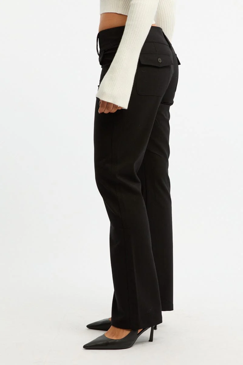 Black Low Rise Tailored Pants - Image 3