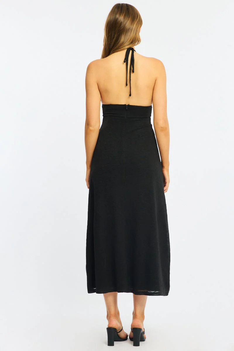 Black Maxi Dress Halter Neck - Image 5