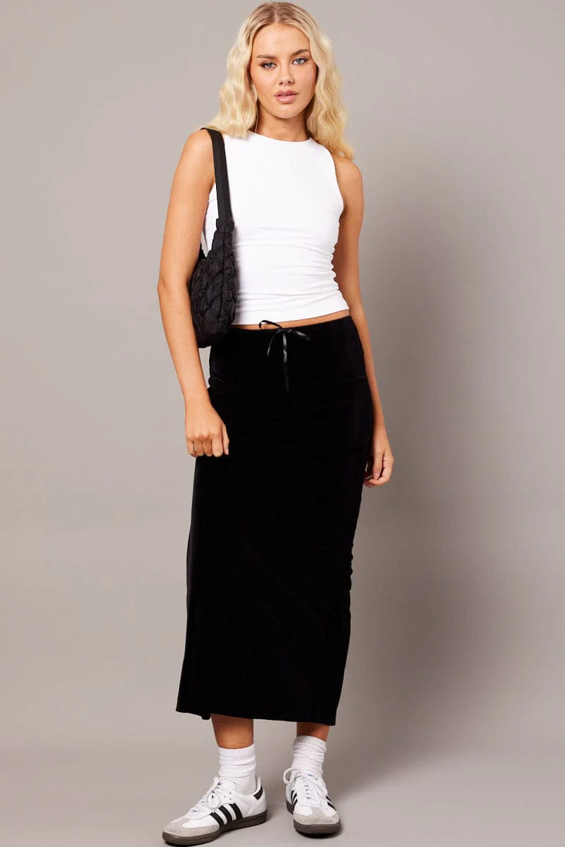Black Maxi Skirt Velvet - Image 2