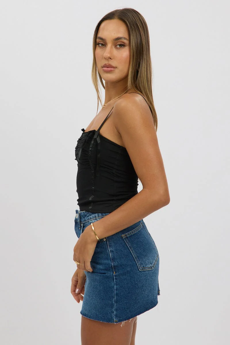 Black Mesh Singlet Top - Image 4
