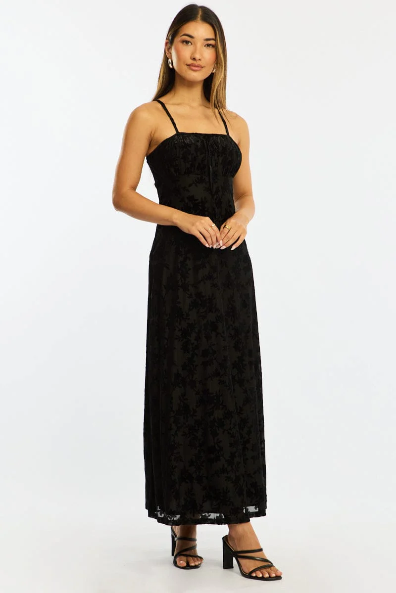 Black Midi Dress Strappy - Image 3