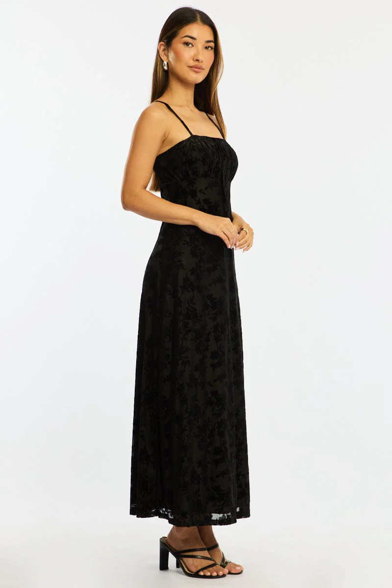 Black Midi Dress Strappy - Image 4
