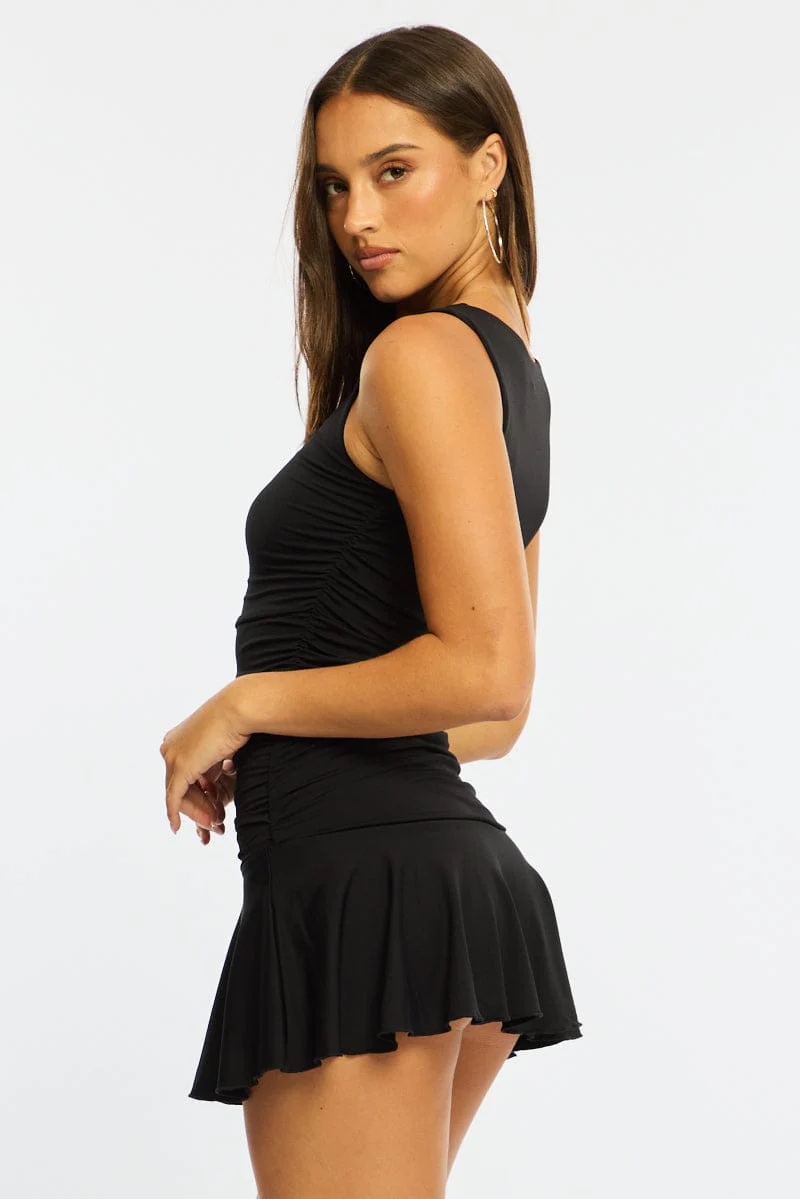 Black Mini Dress Boat Neck - Image 4