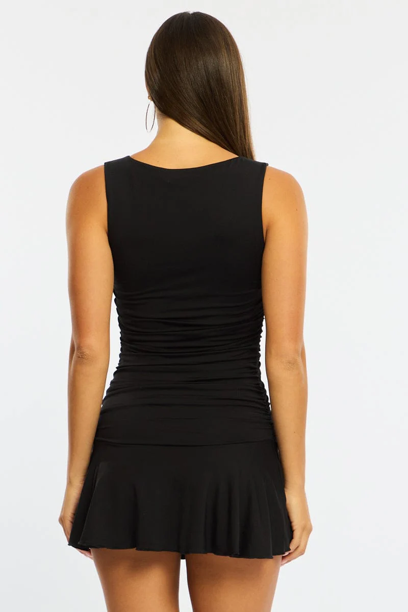 Black Mini Dress Boat Neck - Image 5