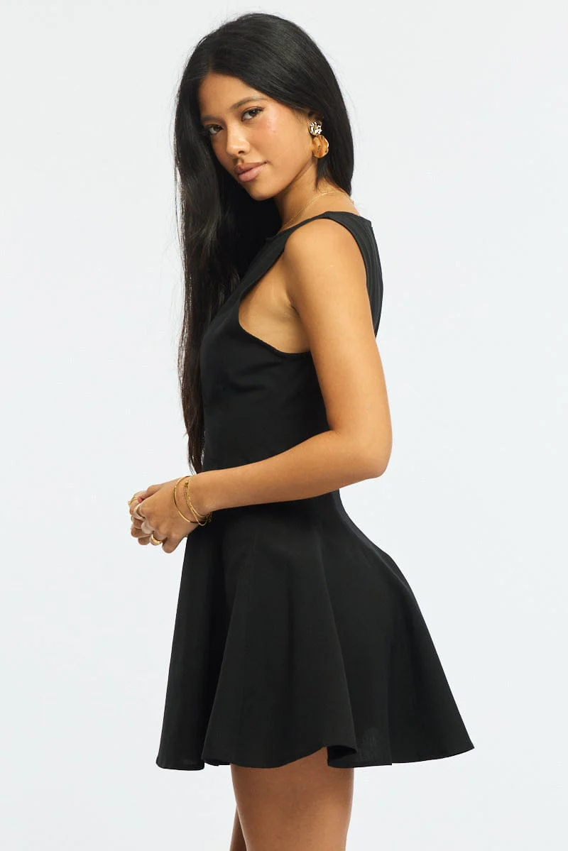 Black Mini Dress Sleeveless - Image 3