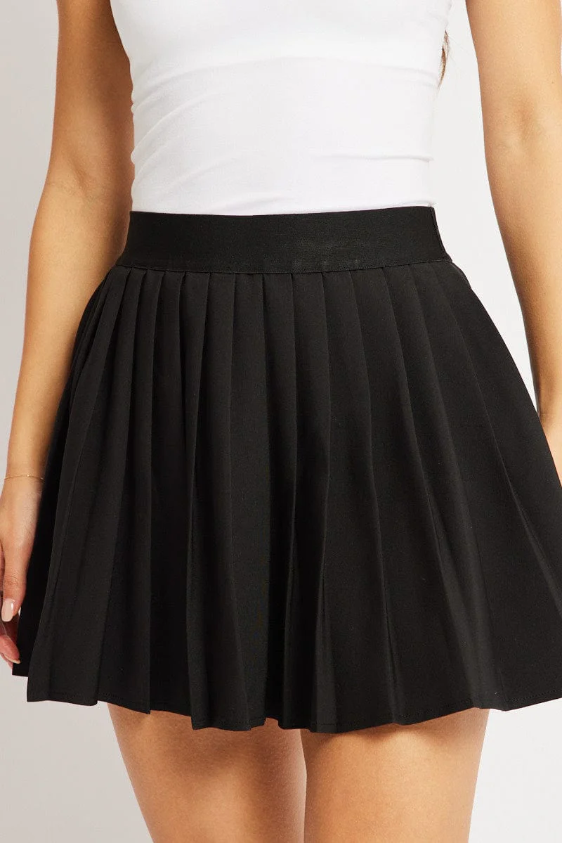 Black Mini Skirt Tennis High Rise Shorts Lining - Image 6