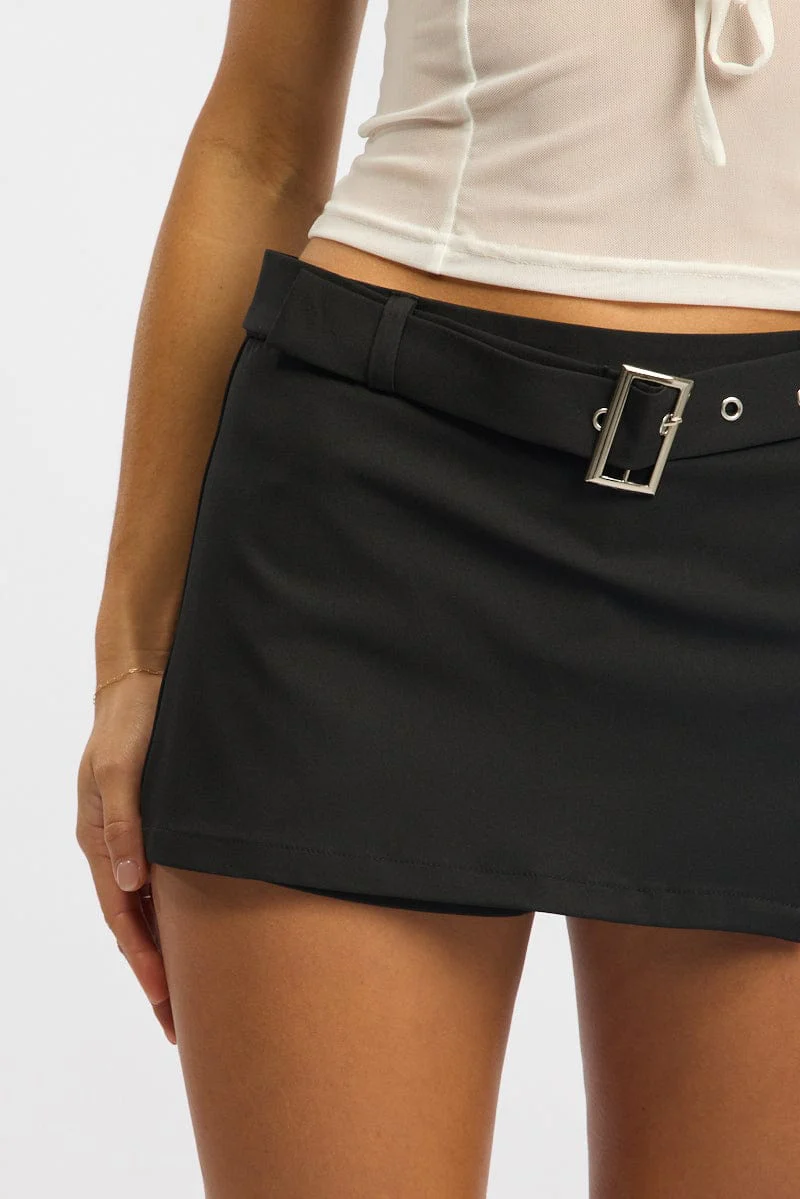 Black Mini Skort Belted - Image 5