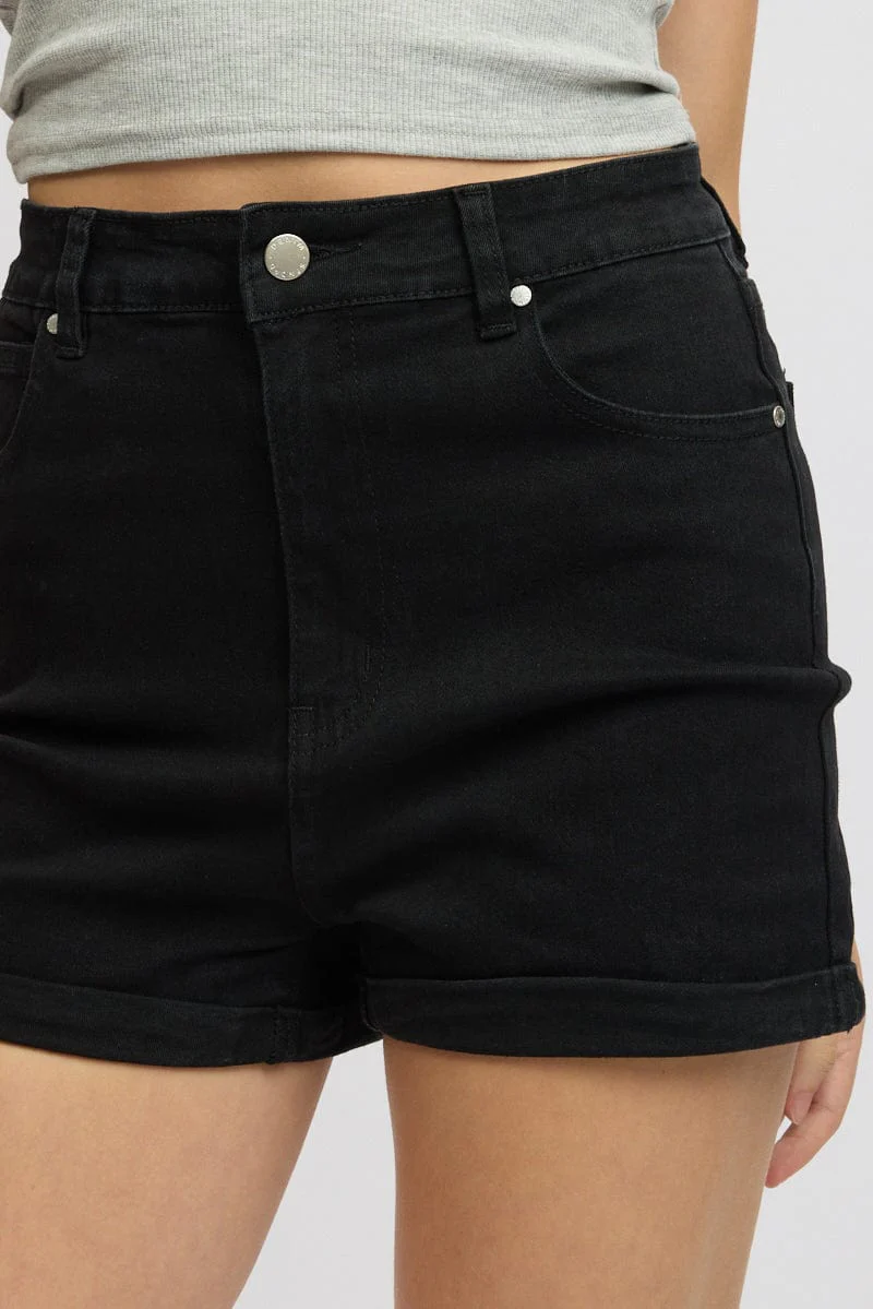 Black Mom Shorts High Rise Stretch - Image 6