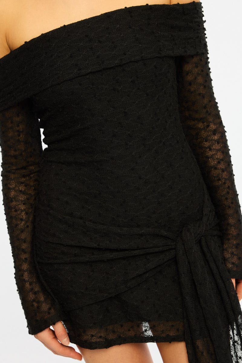 Black Off Shoulder Dress Long Sleeve - Image 5