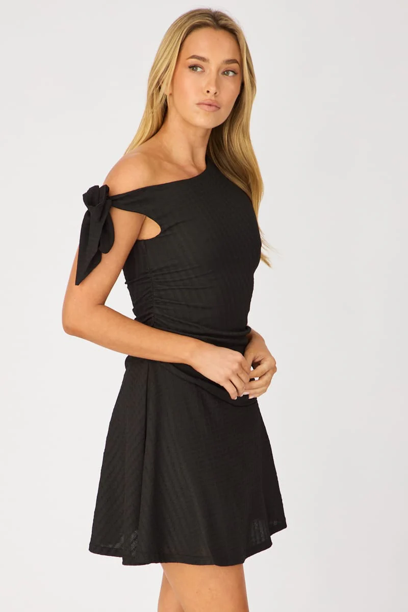 Black Off Shoulder Dress Mini - Image 4