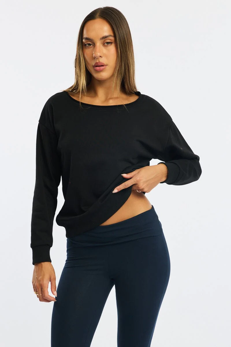 Black Off Shoulder Sweater Long Sleeve - Image 2
