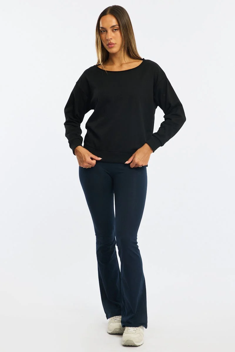 Black Off Shoulder Sweater Long Sleeve - Image 3