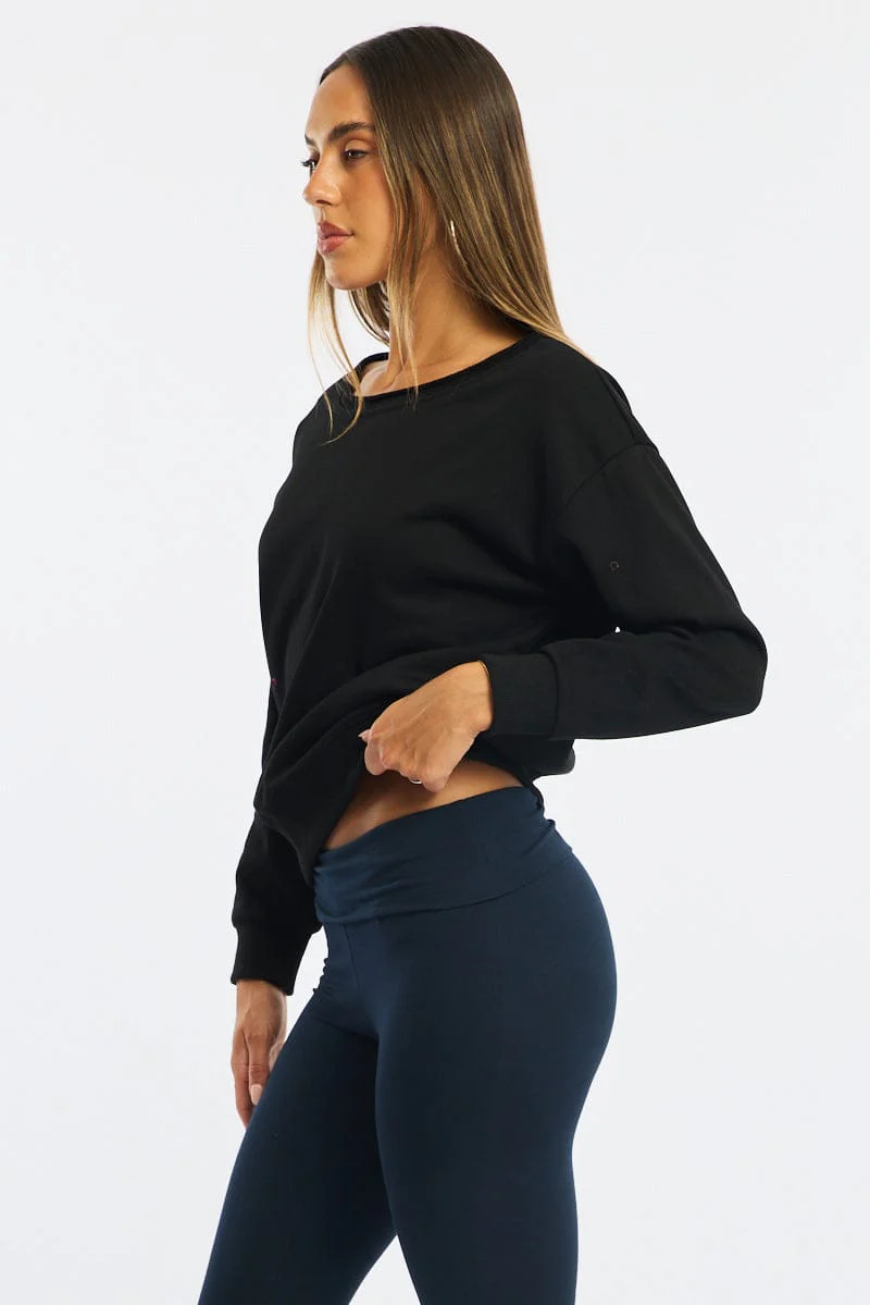 Black Off Shoulder Sweater Long Sleeve - Image 4