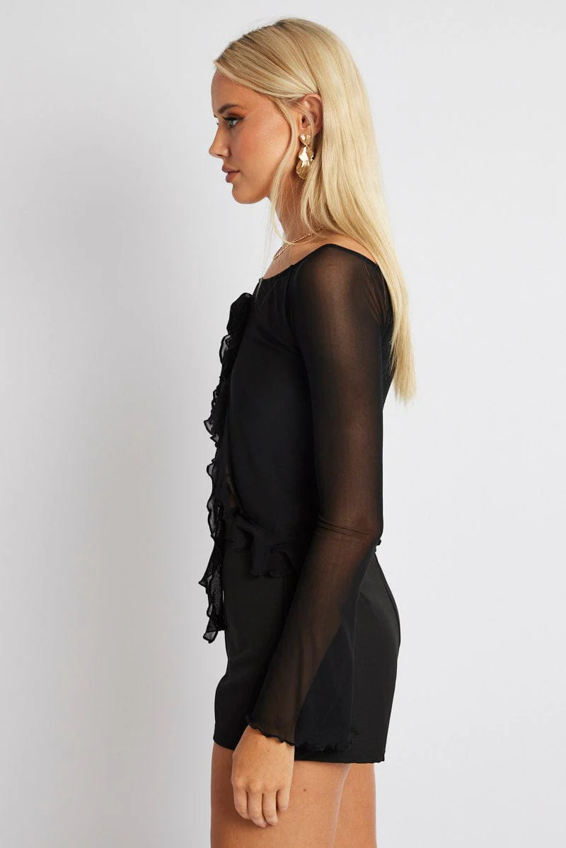 Black Off Shoulder Top Long Sleeve - Image 4