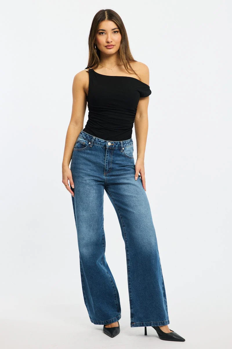 Black One Shoulder Bodysuit - Image 2
