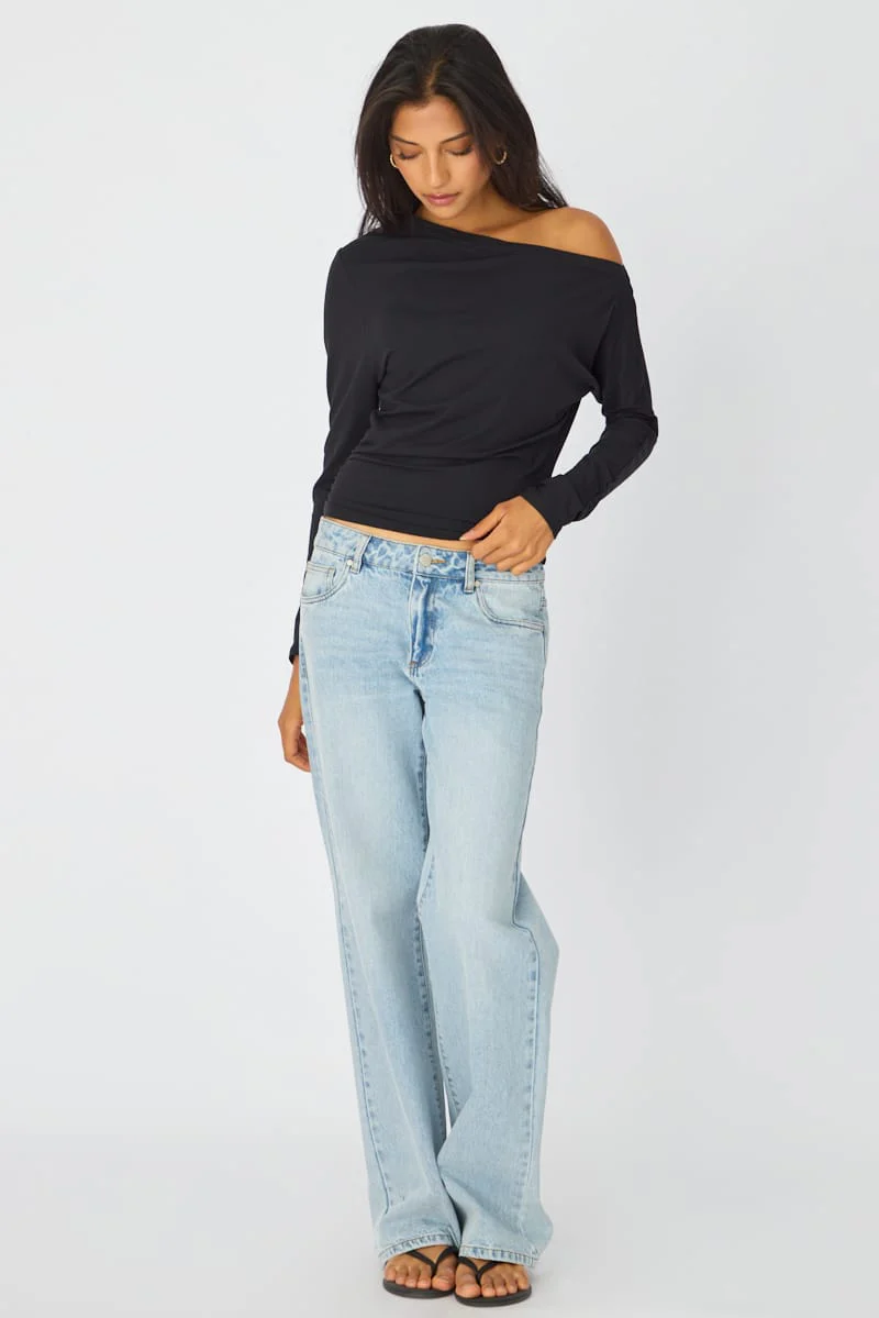 Black One Shoulder Top Long Sleeve - Image 2
