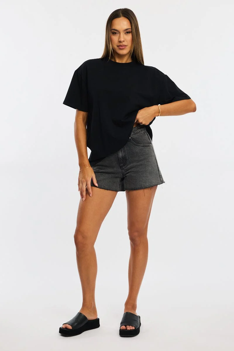 Black Oversized Short Sleeve T-shirt - Image 2