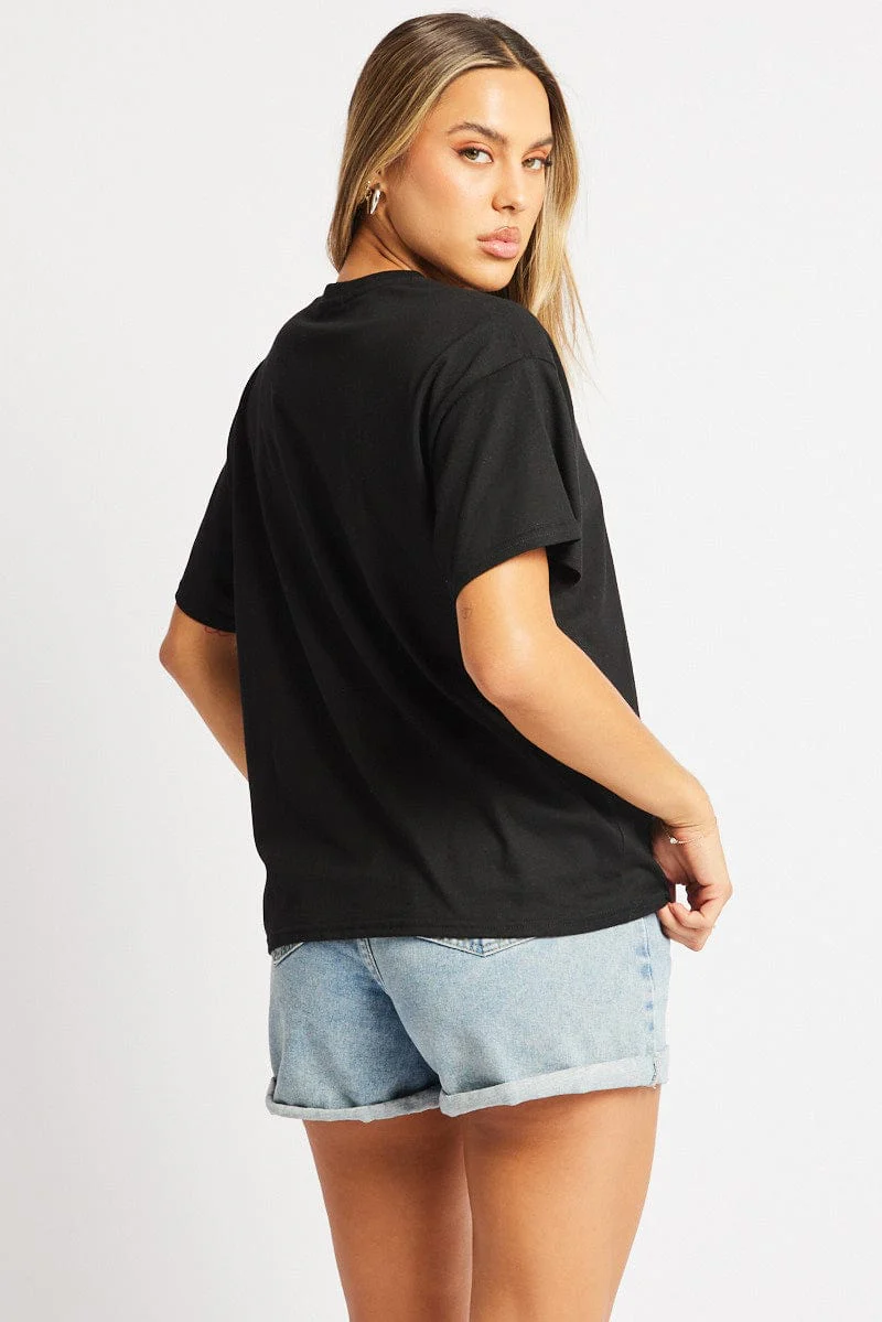 Black Oversized T Shirt Short Sleeve Crew Neck - Image 5