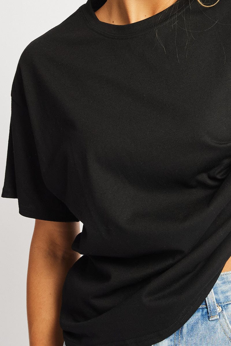 Black Oversized T Shirt Short Sleeve Crew Neck - Image 6