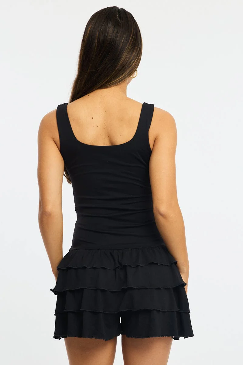Black Playsuit Frilled Supersoft - Image 4