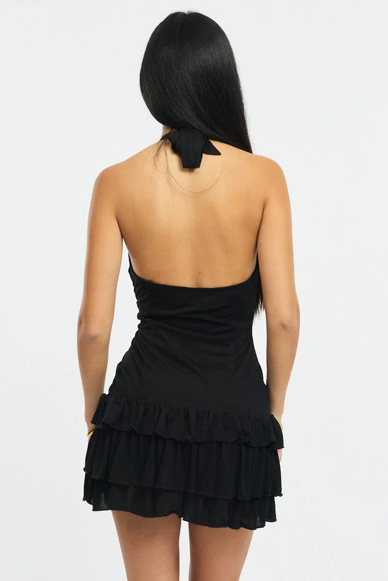 Black Playsuit Ruffle Hem - Image 4