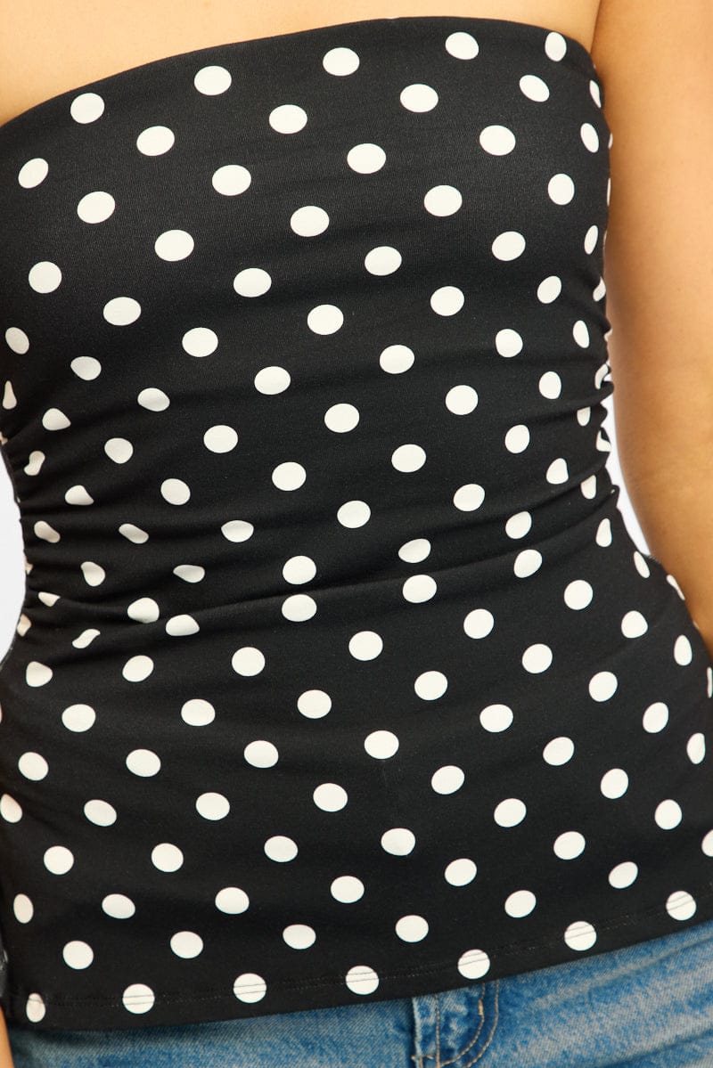 Black Polka Dot Bandeau Top Side Split - Image 5