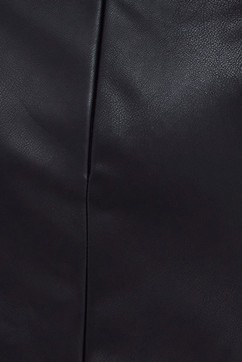 Black PU Mini Skirt Slit Mid rise - Image 6