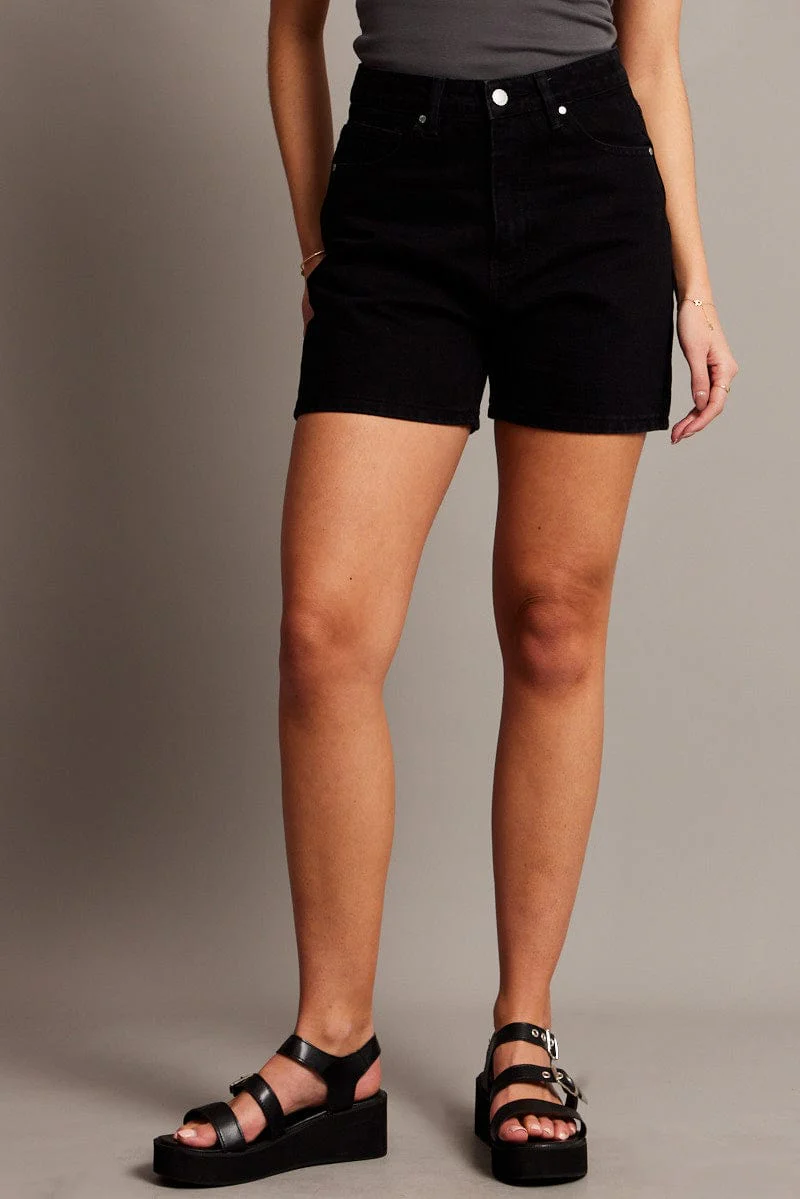 Black Relaxed Denim High Rise Longline - Image 3
